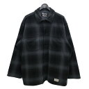 WACKO MARIA　FLEECE SHIRT　チェック柄フリースシャツジャケット　23FW-WMO-BL13 ブラック／グレー サイズ：M （ワコマリア）