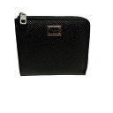 【中古】DOLCE ＆ GABBANA　CALFSKCARD HOLDER WITH BRANDED PLATE L字ファスナー財布 233BP3273AG2191 ブラック 【120424】（ドルチェアンドガッバーナ）