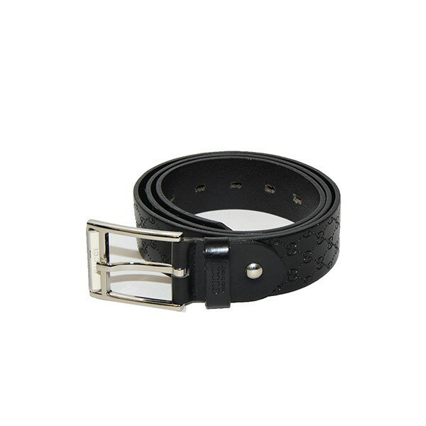 【中古】GUCCI　レザーベルト ブラック 【120424】（グッチ）