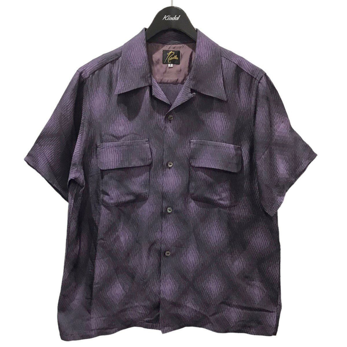 【中古】Needles　オープンカラー半袖シャツ S／S Classic Shirt-R／AC Diamond Jq． パープル サイズ：S 【140424】（ニードルズ）