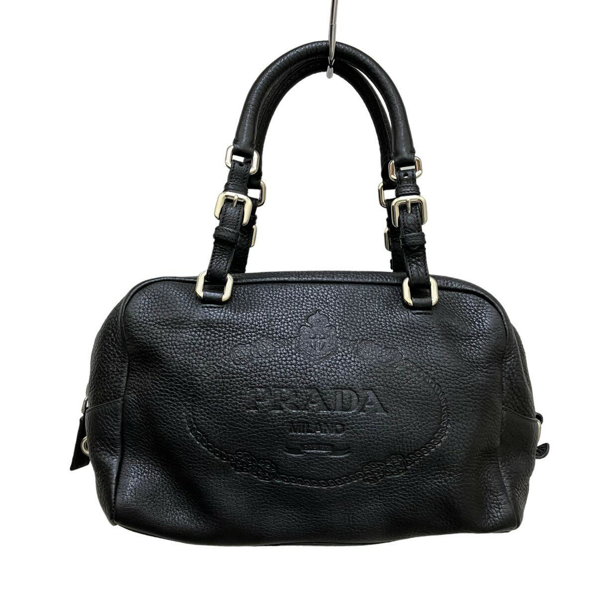 楽天ブランド古着のカインドオル【中古】PRADA　レザーボストンバッグ BR3091 ブラック 【140424】（プラダ）