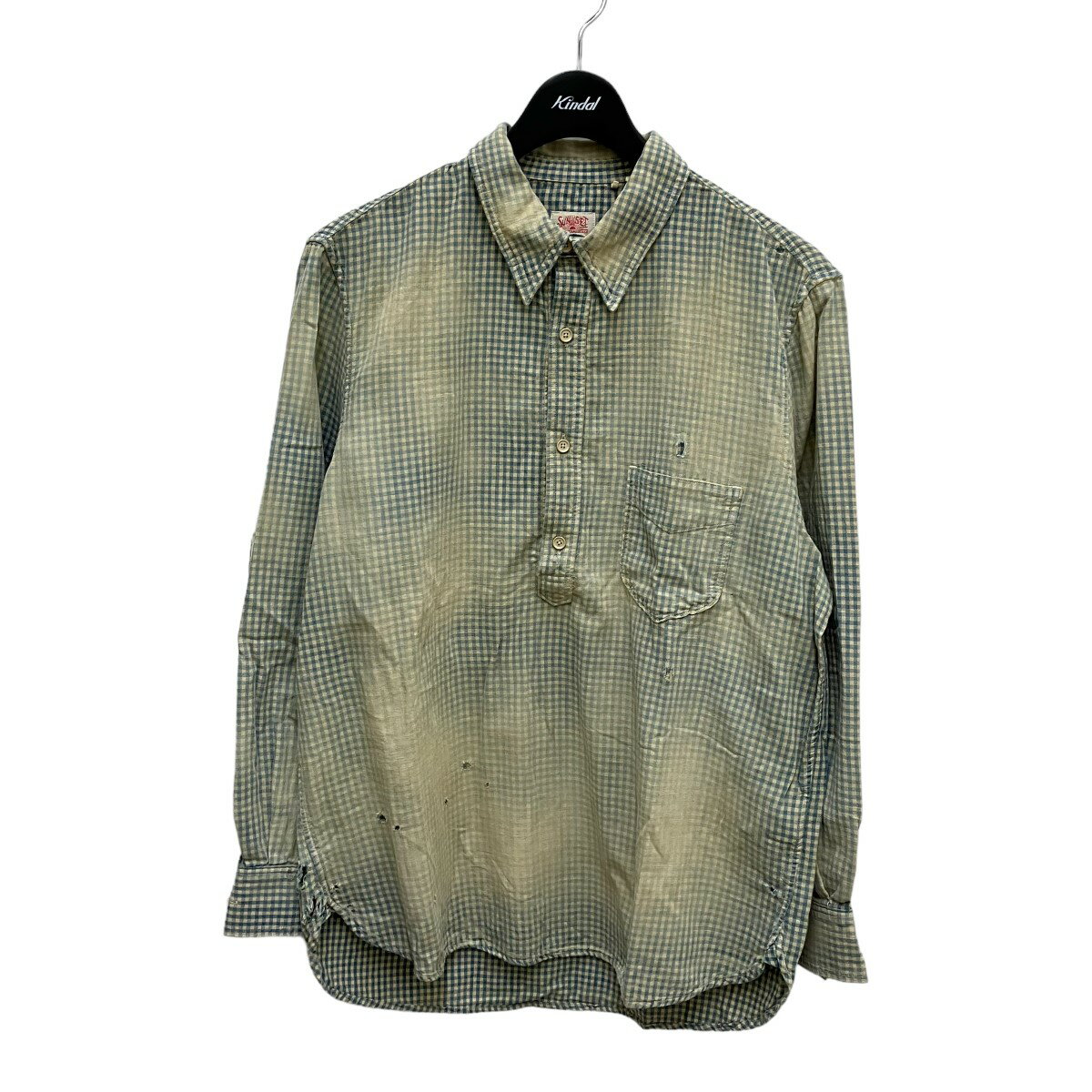 【中古】Levi’s Vintage Clothing チェックシャツ SUNSET Vintage加工 ライトインディゴ×ベージュ サイズ：S 【150424】（リーバイス ヴィンテージ クロージング）