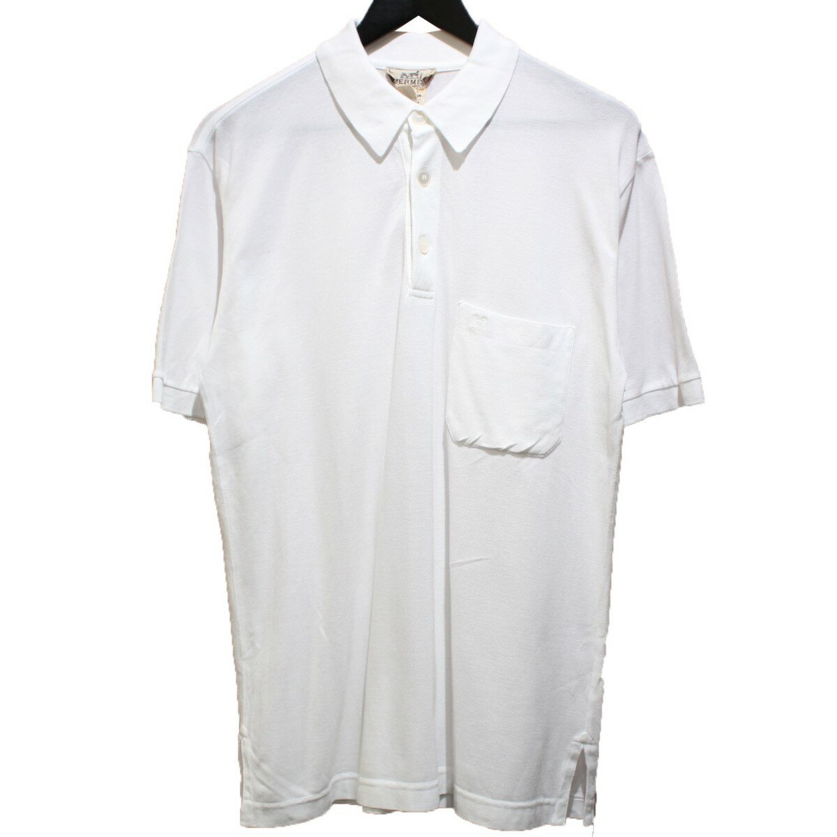 【中古】HERMES　H-Logo S／S Polo Shirt Hロゴ 半袖 ポロシャツ ホワイト サイズ：M 【160424】（エルメス）