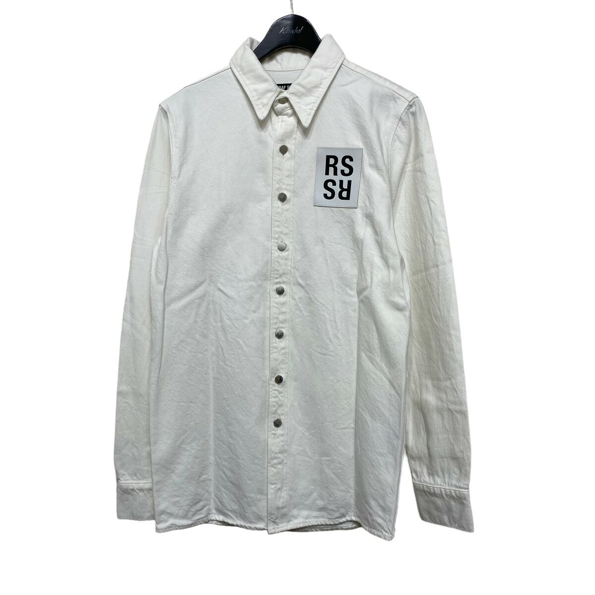 yÁzRAF SIMONS@Logo Patch Denim Overshirt White zCg TCYFS y190424zitVYj