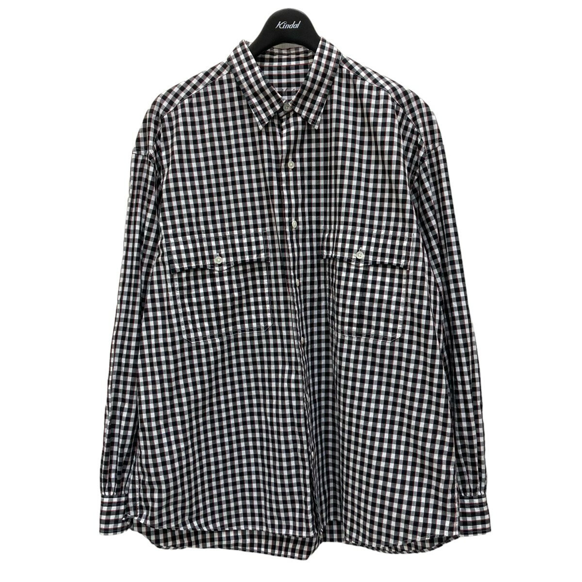 【中古】Porter Classic チェック ROLL UP SHIRT ロールアップシャツ ホワイト×ブラック サイズ：L 【190424】（ポータークラシック）