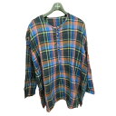 【中古】nest Robe チェックプルオーバーリネンシャツ ブルー サイズ：F 【190424】（ネストローブ）