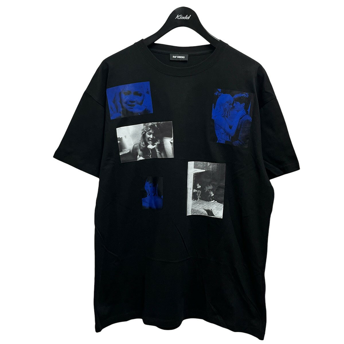 RAF SIMONS　グラフィックBIGTシャツ ブラック×ネイビー サイズ：S （ラフシモンズ）