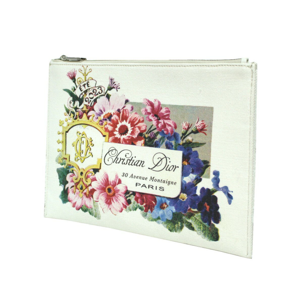 【中古】Christian Dior　2023 花柄クラッチバッグ カバン ケース ホワイト×マルチカラー サイズ：- 【240424】（クリスチャンディオー..