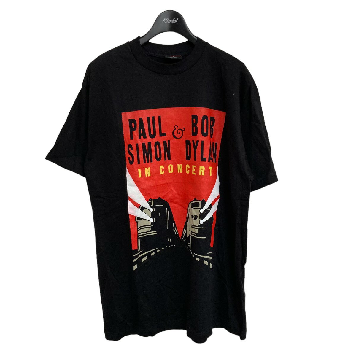 【中古】USED「PAUL SIMON＆BOB DYLAN」 クルーネックTシャツ ブラック サイズ：L