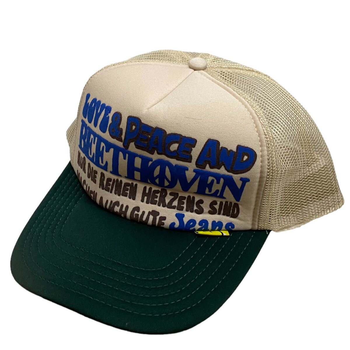 【中古】KAPITAL ｢Love＆Peace And Beethoven Trucker Cap｣ スナップバックキャップ キナリ×グリーン サイズ：F 【250424】（キャピタル）