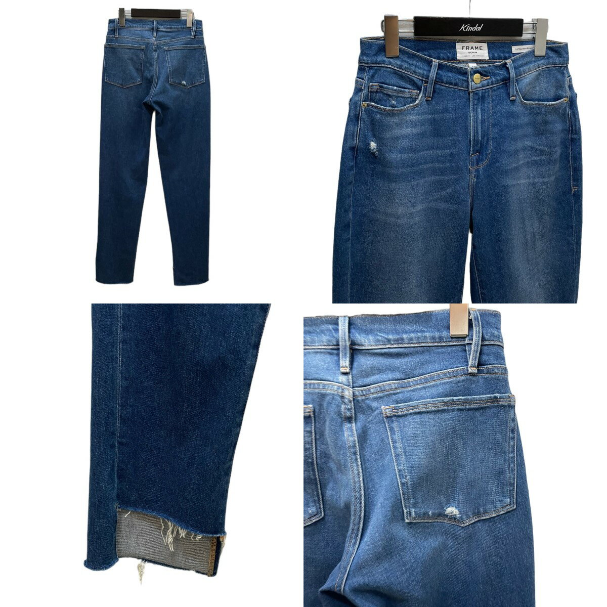 【中古】FRAME DENIM　Step hem Ankle Straight Denim カットオフアンクルデニム ブルー サイズ：26 【260424】（フレームデニム）