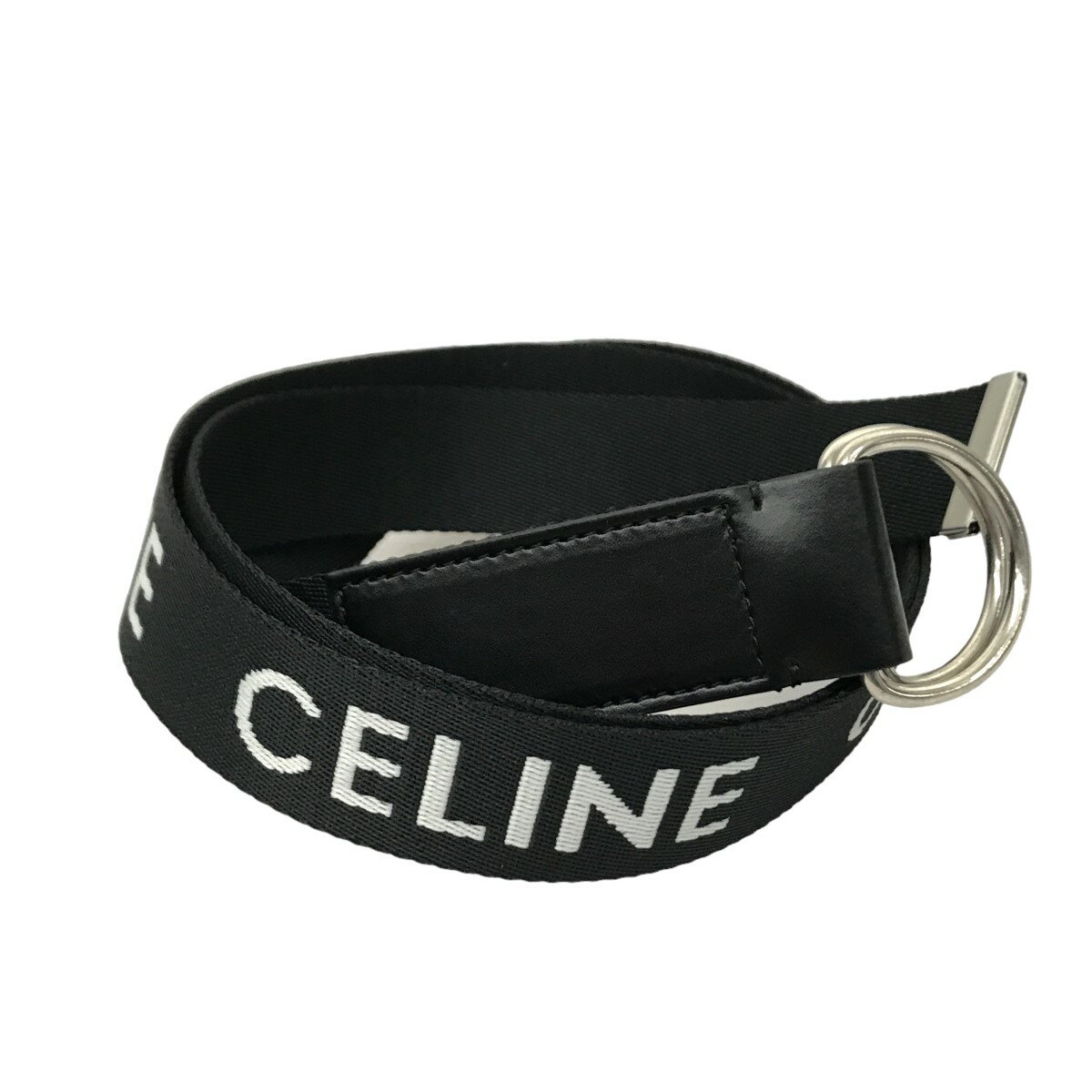 【中古】CELINE　ミディアム ダブルリングベルト ジャカードテキスタイル ＆ カーフスキン ブラック サイズ：- 【270424】（セリーヌ）