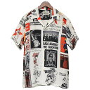 【中古】WACKO MARIA×RAGE AGAINST THE MACHINE HAWAIIAN SHIRT アロハシャツ ハワイアンシャツ ホワイト サイズ：L 【270424】（ワコマリア レイジアゲインストザマシーン）