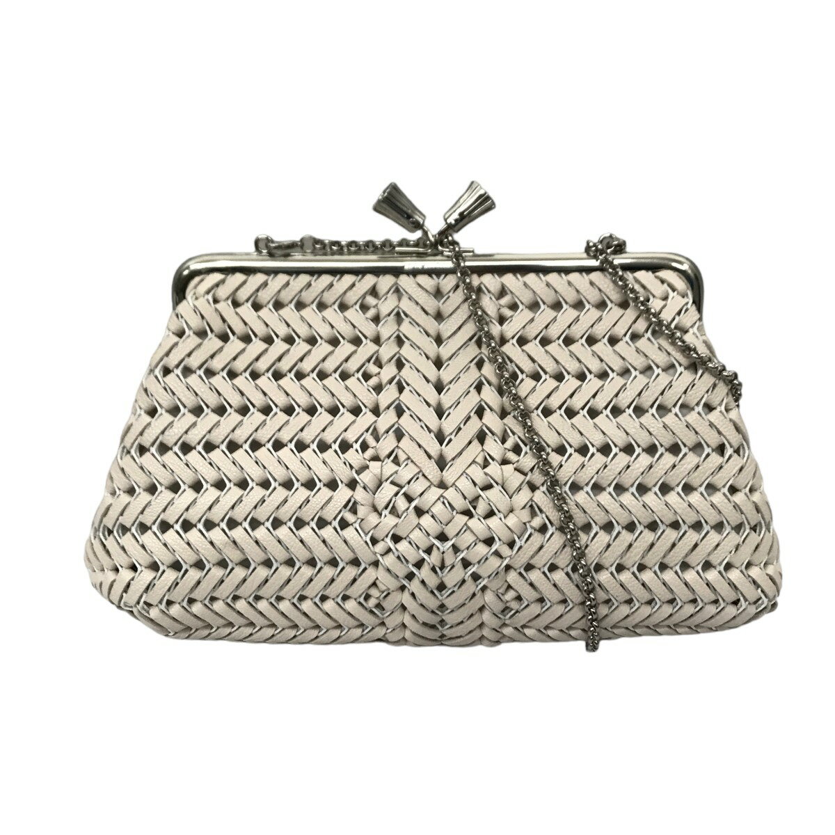 yÁzANYA HINDMARCH@j[\ Maud Tassel Clutch Large Woven in Chalk Capra x[W TCYF- y290424ziAjnCh}[`j