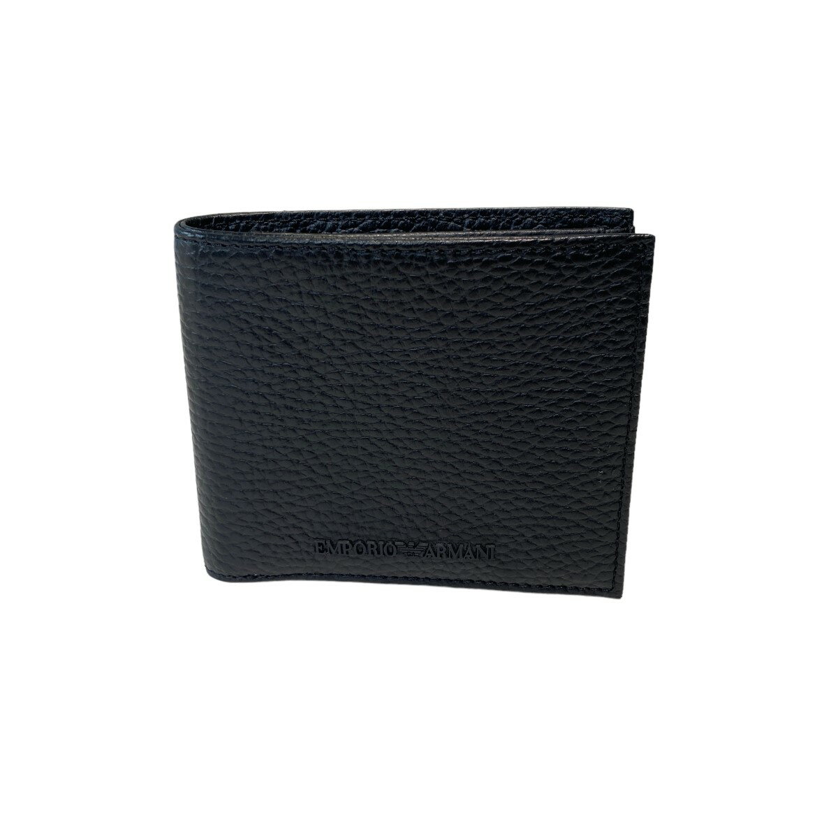 【中古】EMPORIO ARMANI　二つ折り財布 TUMBLED LEATHER WALLET Y4R167 Y068E ブラック 【020524】（エンポリオアルマーニ）