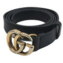 【中古】GUCCI　ダブルG スリムベルト 409417 ブラック 【020524】（グッチ）