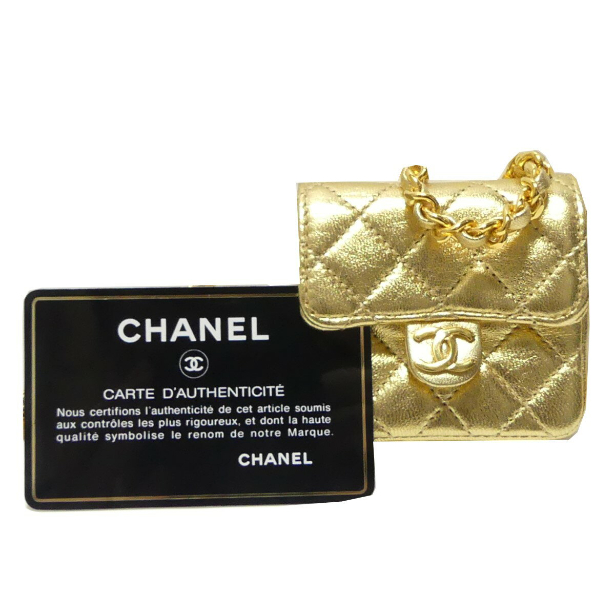 【中古】CHANEL　Minimini Matelasse ミニミニマトラッセ ココマーク レザー ショルダーバッグ ゴールド サイズ：- 【020524】（シャネル）