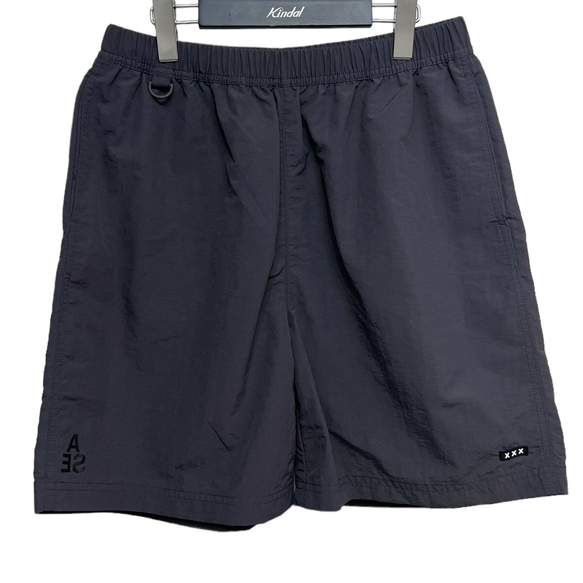 WIND AND SEA×GOD SELECTION XXX　Short Pants ロゴプリントショーツ チャコールグレー サイズ：L （ウィンダンシー×ゴッドセレクショントリプルエックス）