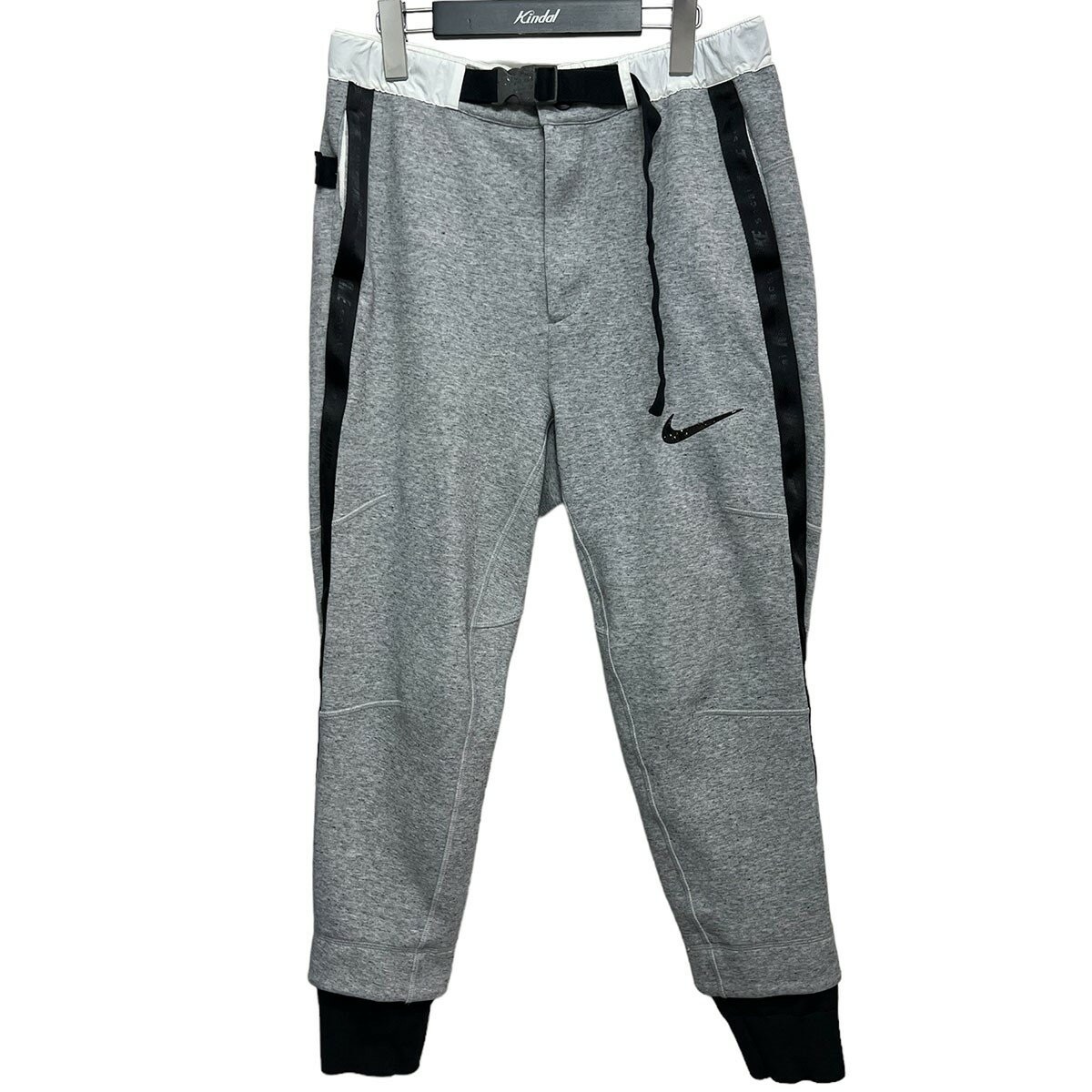 【中古】sacai×NIKE　NRG FLEECE PANT ロゴプリントジョガーパンツ グレー サイズ：M 【040524】（サカイ×ナイキ）