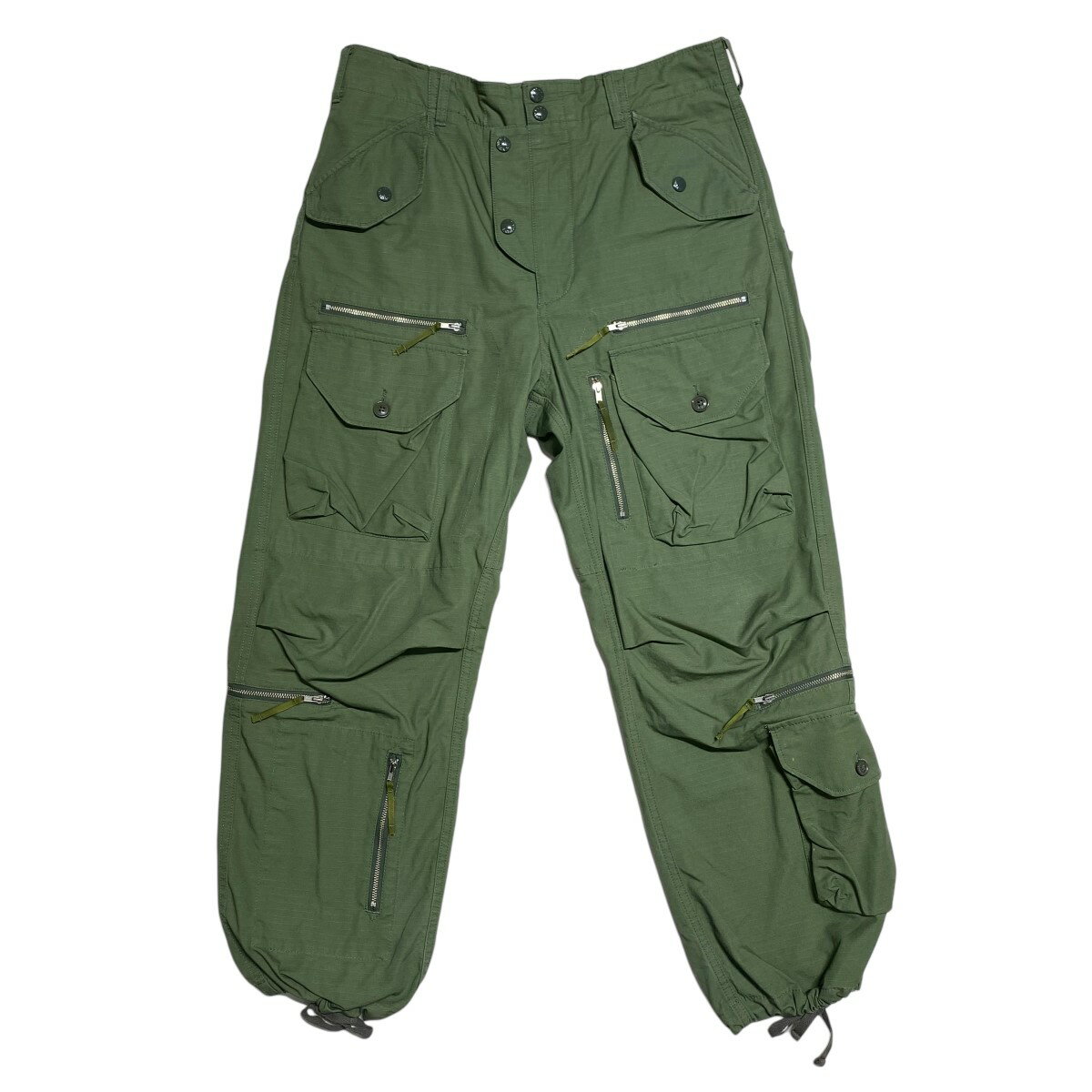 【中古】Engineered Garments BEAMS PLUS別注 Flight Pants Cotton Ripstop ミリタリーパンツ オリーブ サイズ：XS 【060524】（エンジニアードガーメンツ）