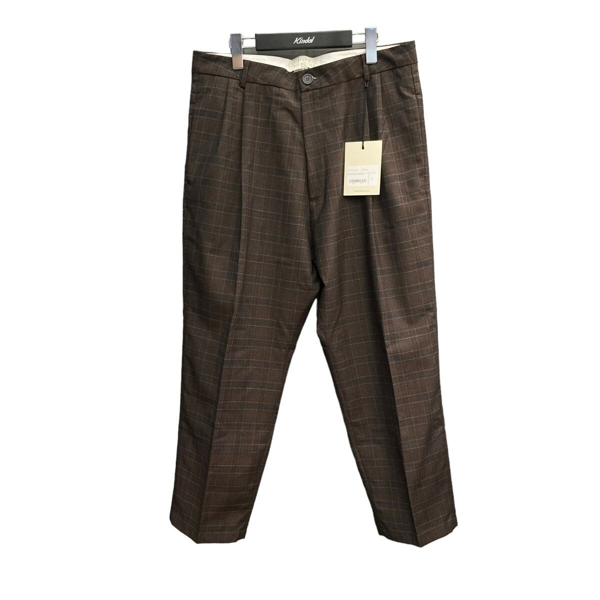 【中古】STUDIO NICHOLSON「DOUBLE PLEAT TAPERED PANT」 2タックスラックス BEAT B SN-405 B ブラウン サイズ：2【価格見直し】