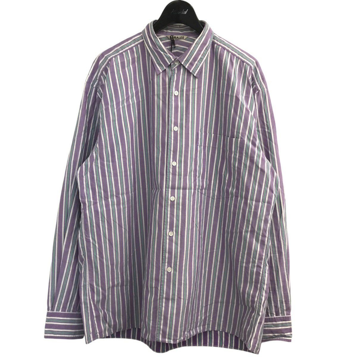 yÁzAURALEE@2019SSuWASHED FINX TWILL STRIPE SHIRTSv M[J[XgCvVc A9SS01TS p[v TCYF3 y090524ziI[[j