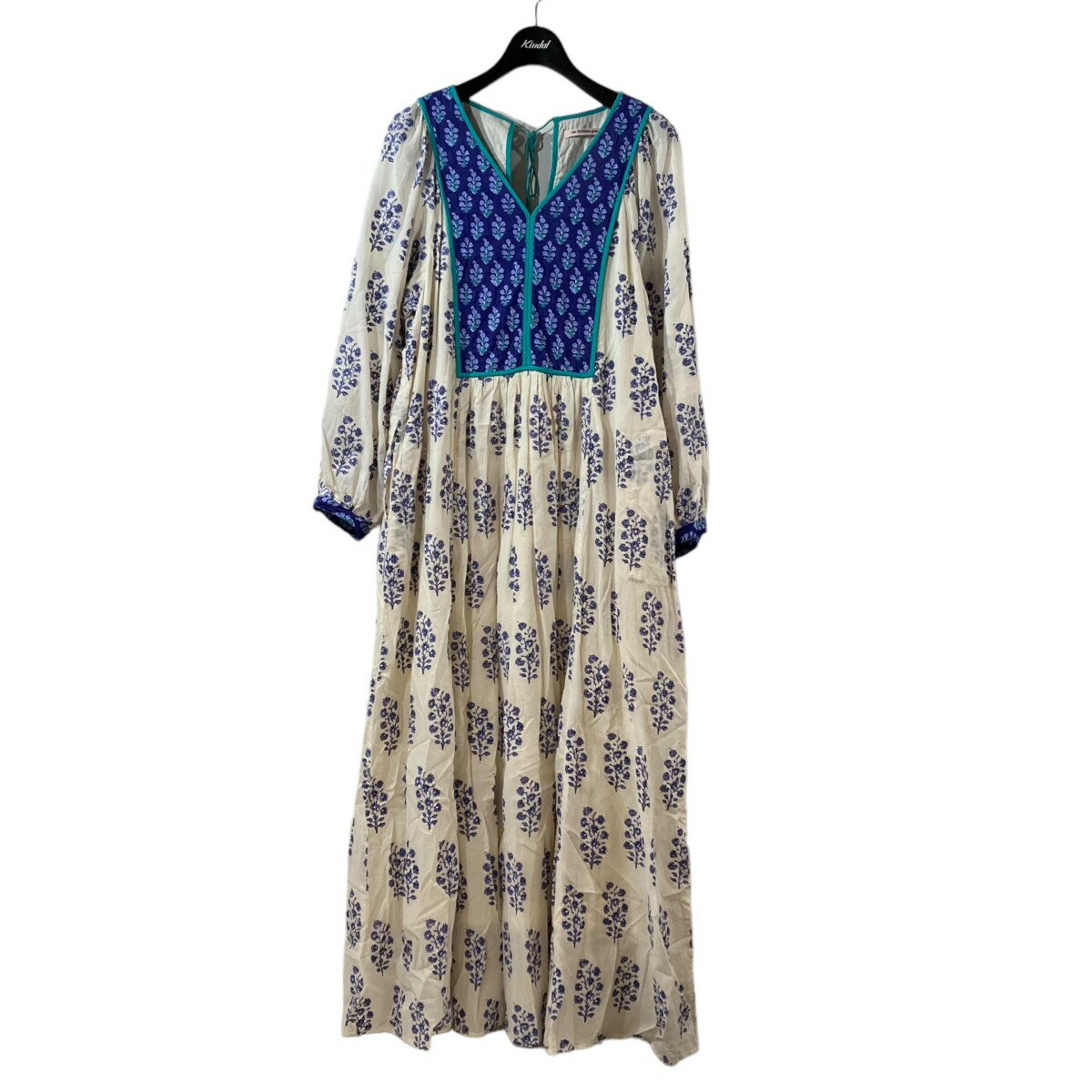 【中古】ne quittez pas23SS Cotton Voile Ethnic Combination Print Gather Dress ロングワンピース 010431GV1 ホワイト×ラベンダー サイズ：M【価格見直し】のサムネイル