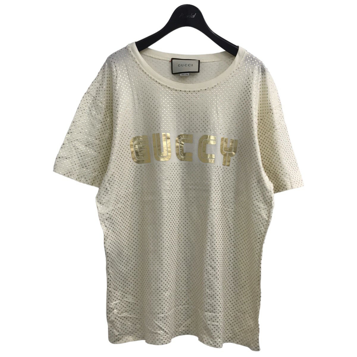 【中古】GUCCY　18SS 492347 タグ破れ ロゴTシャツ ホ