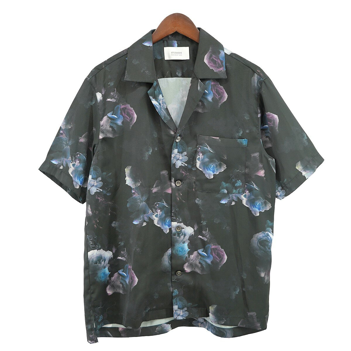 【中古】STUDIOUSDARK FLOWER SHIRT オープンカラー ダーク フラワー シャツ ブラック サイズ：1