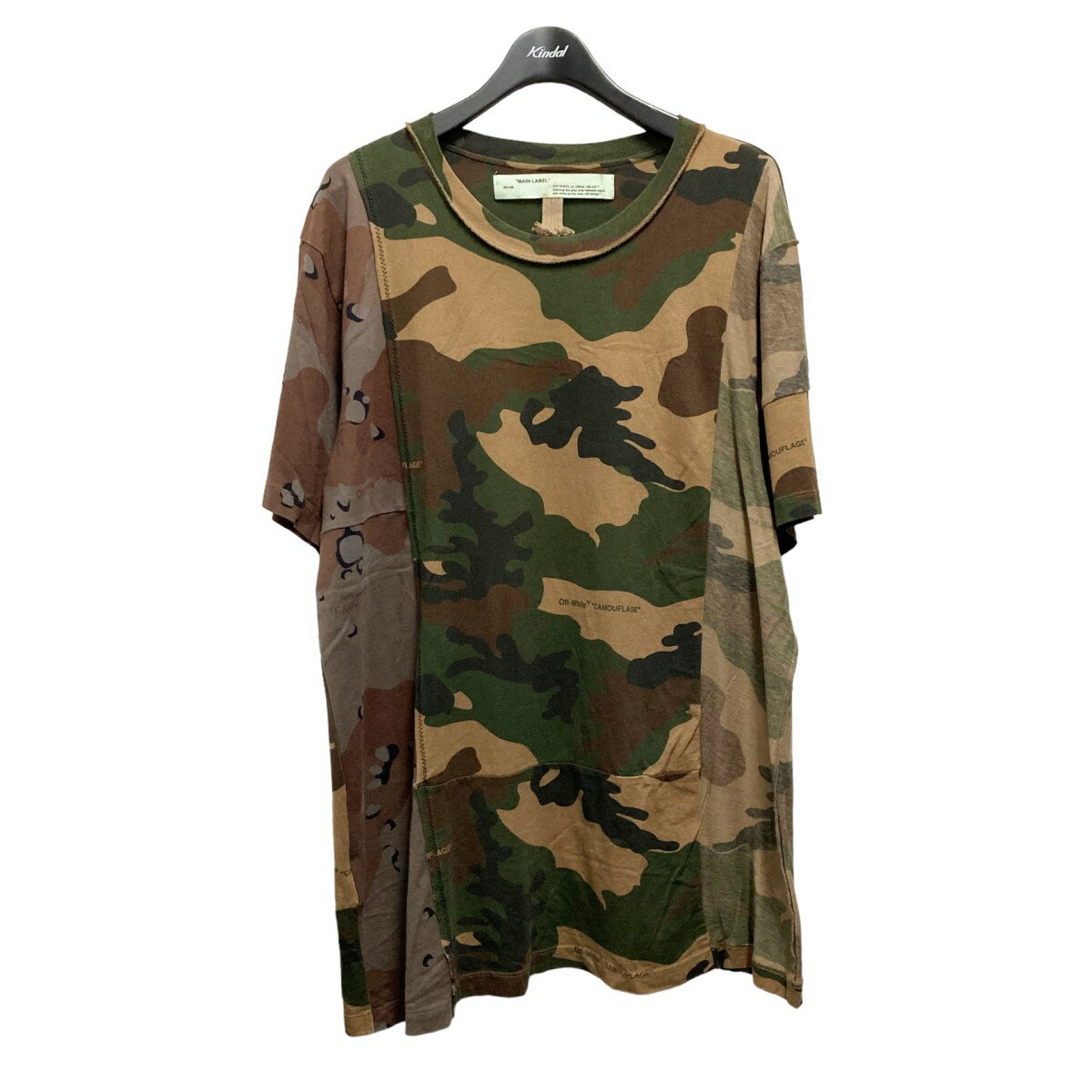 OFFWHITE　Reconstructed Camouflage T カモフラ 半袖Tシャツ OMAA056F18185042 グリーン×ベージュ サイズ：XXL （オフホワイト）