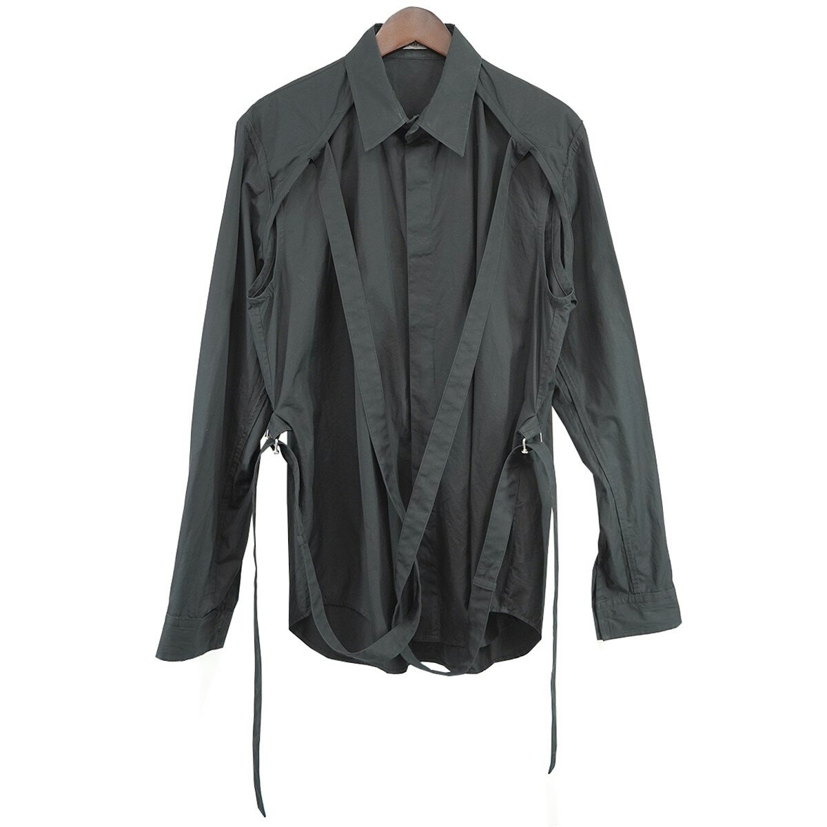 【中古】JOHN LAWRENCE SULLIVAN　22SS BROADCLOTH BONDAGE SHIRT ブロード ボンテージ シャツ ブラック サイズ：48 【150524】（ジョンローレンスサリバン）