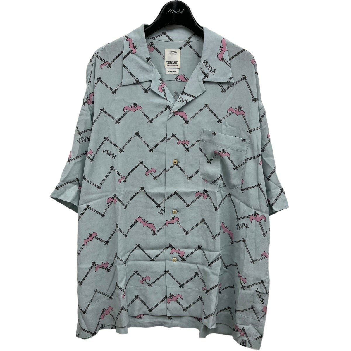 【中古】VISVIM　2023SS COPA SHIRT S S BATS 半袖シャツ ライトブルー サイズ：3 