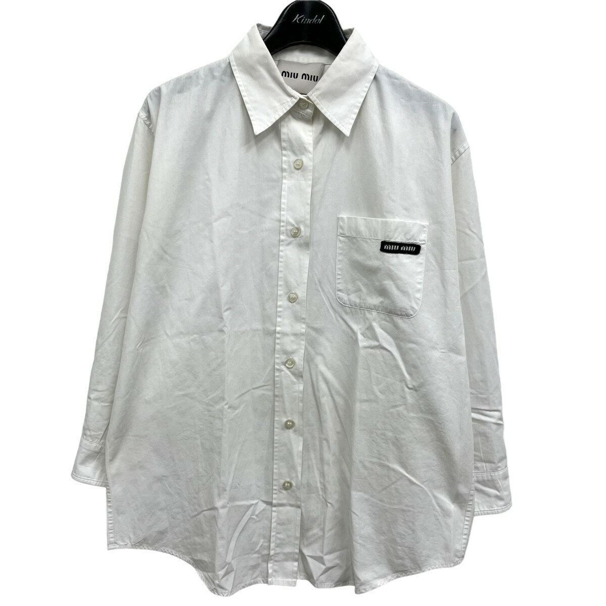 【中古】MIU MIU　ロゴポケットシャツ ホワイト サイズ：38 【180524】（ミュウミュウ）