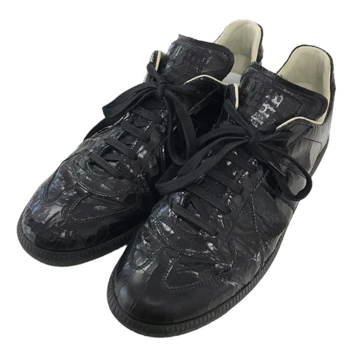 【中古】Maison Margiela22　クラック加工ジャーマントレーナースニーカー ブラック サイズ：42 【190524】（メゾンマルジェラ22）