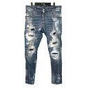 【中古】DSQUARED2Tidy Biker Jean クラッシュ加工 デニムパンツ S74LB0977 インディゴ サイズ:44【価格見直し】(4)
