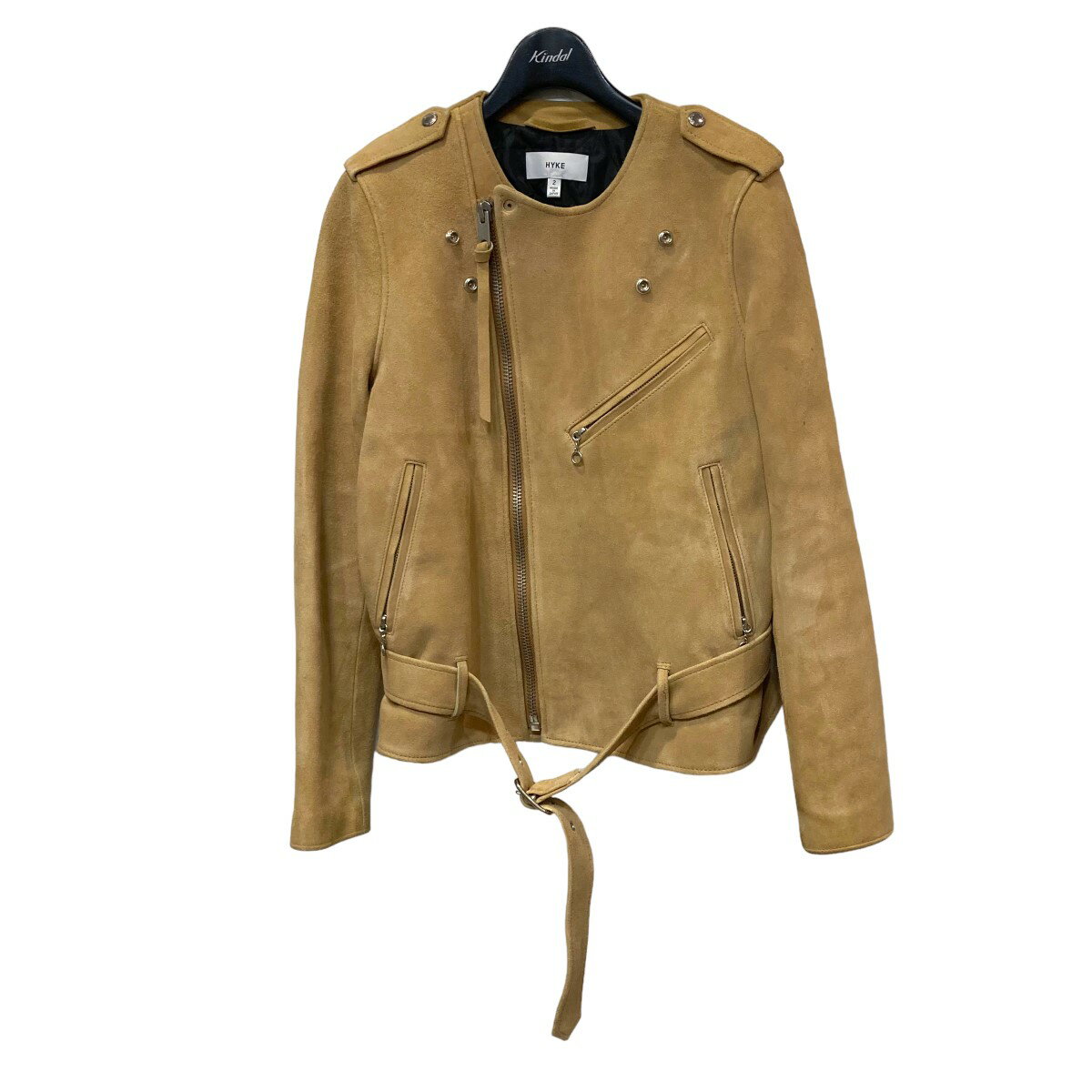 【中古】HYKE17217134016 ゴートスウェードレザーライダースジャケット ベージュ サイズ:2【価格見直し】