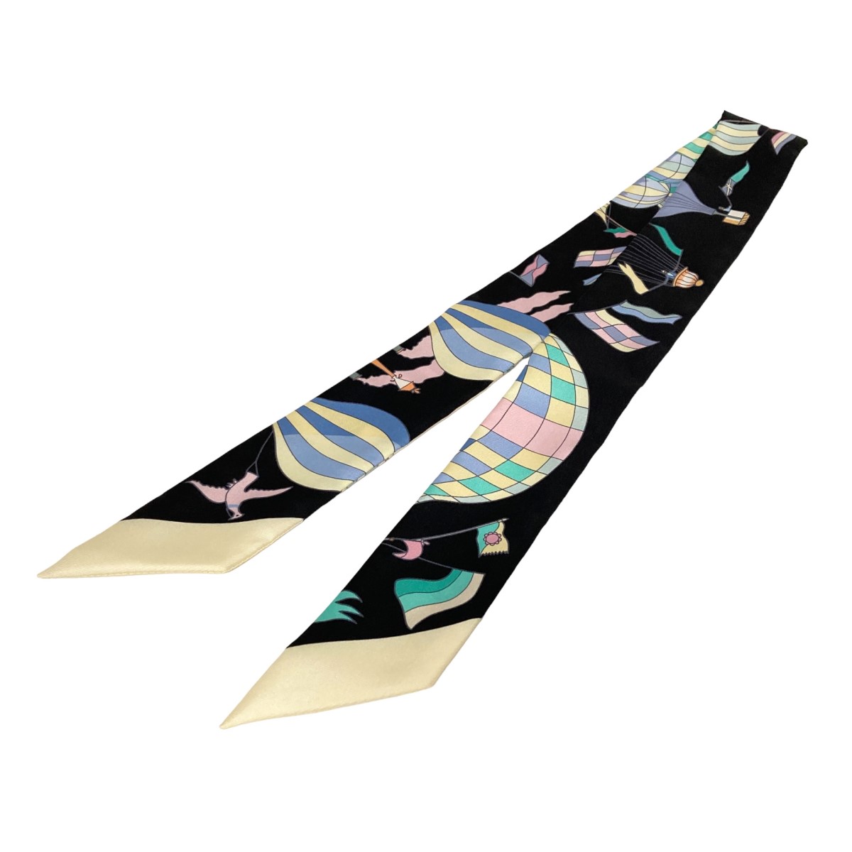 【中古】HERMES　ツィリー シルク スカーフ ブラック 【250524】（エルメス）