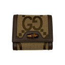 【中古】GUCCIジャンボGG コンパクトウォレット 2つ折り財布 658635 ベージュ×ブラウン【価格見直し】