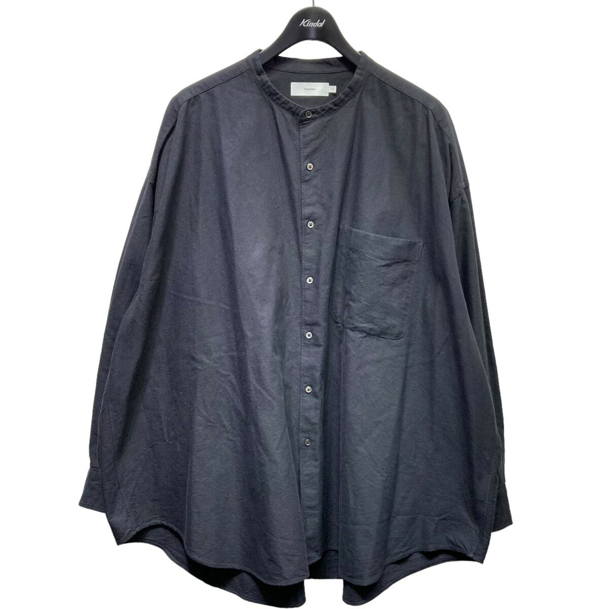 【中古】Graphpaper　Oxford Oversized Band Collar Shirt オックスフォード　バンドカラーシャツ GM203-50137B ブラック サイズ：フリーサイズ 【290524】（グラフペーパー）
