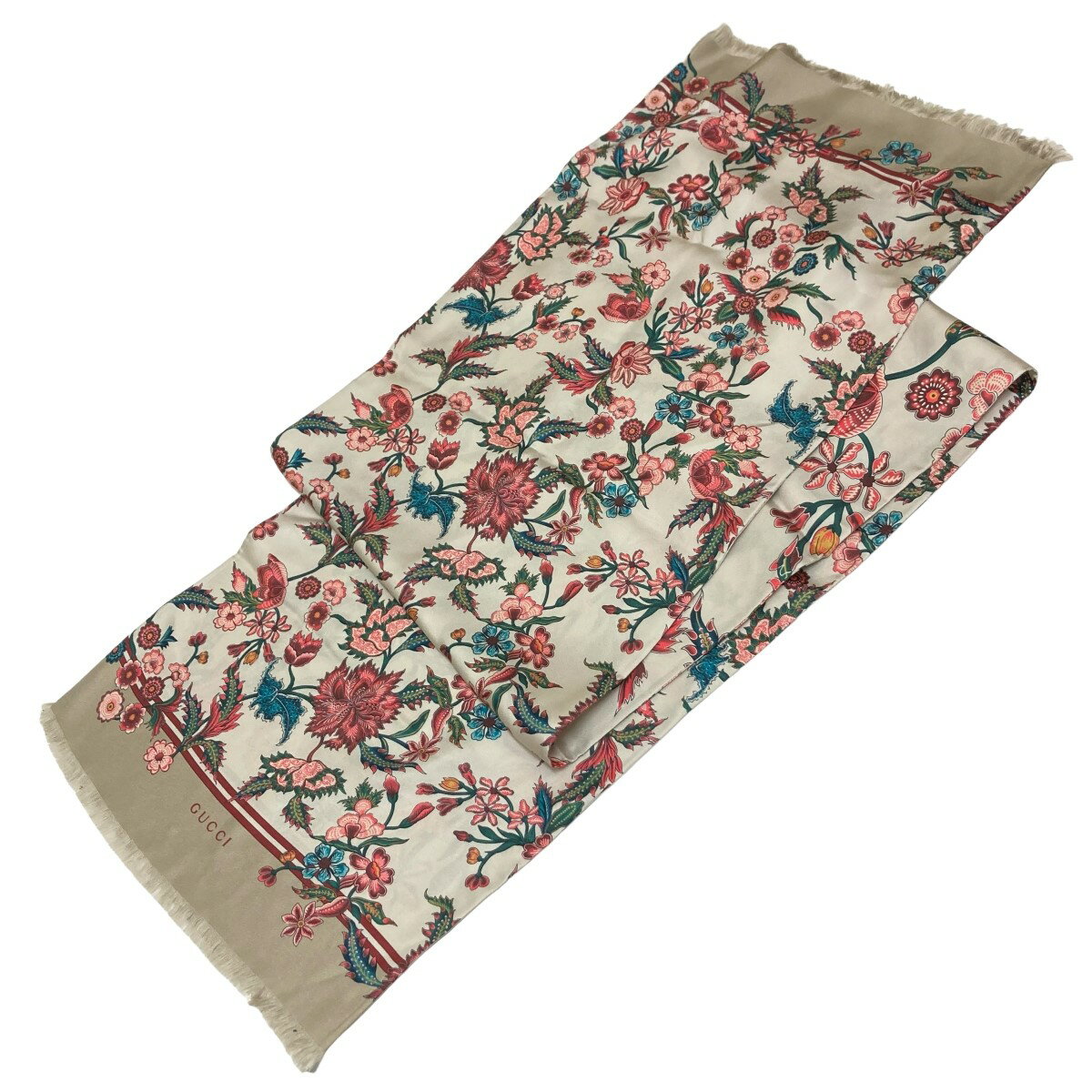 【中古】GUCCI　344165 4G001 シルクスカーフ 344165 ベージュ 【060624】（グッチ）