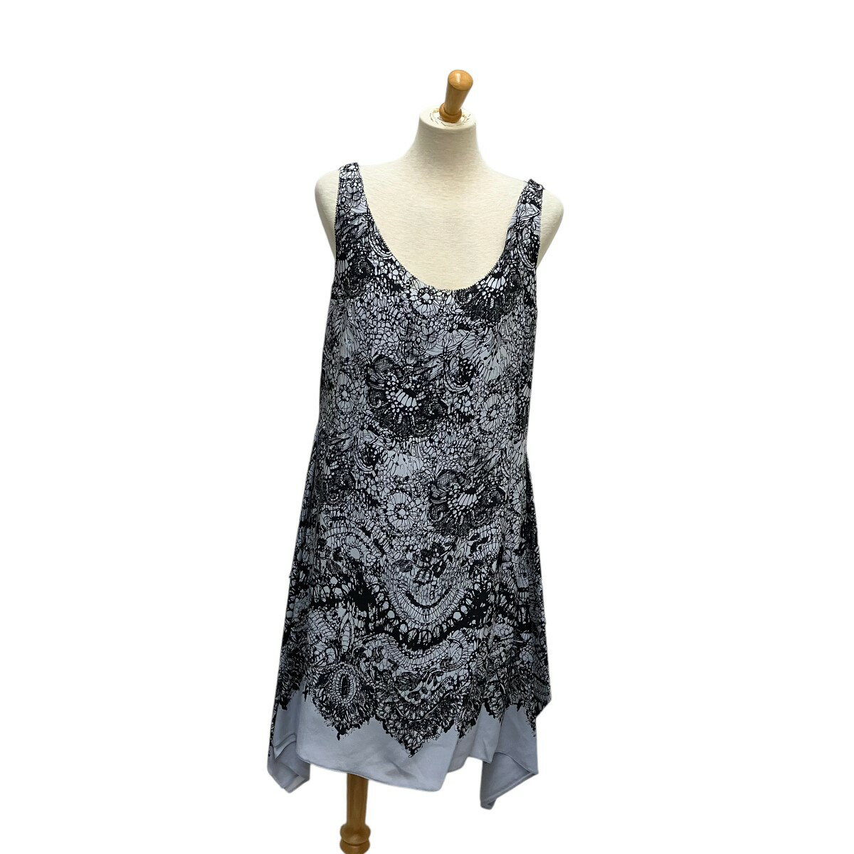 【中古】PRADA スリップドレス シルク100% 0000ET-CO346-0002 グレー×ブラック サイズ:40 【090624】(プラダ)