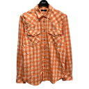 【中古】DIESELダメージ加工 チェック ウエスタンシャツ オレンジ サイズ:S【価格見直し】