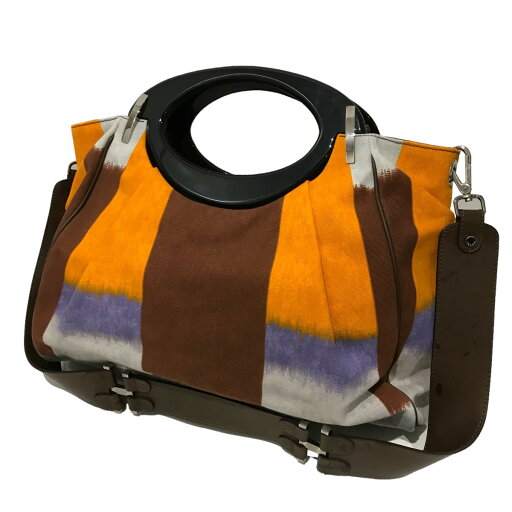 【中古】MARNI2WAYハンドバッグ オレンジ×ブラウン【価格見直し】 【中古】MARNI2WAYハンドバッグ オレンジ×ブラウン【価格見直し】