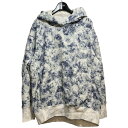 【中古】mame kurogouchi24SS Floral Flock Printed Fleece Lining Hoodie プルオーバーパーカー ホワイ...