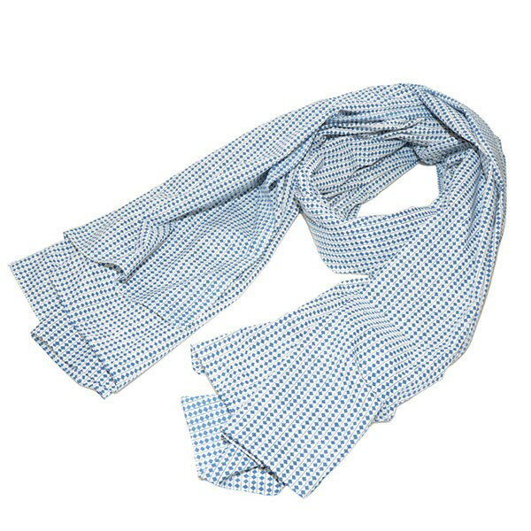 【中古】ARTS&SCIENCEFlat stole L 総柄大判ストール スカーフ マフラー 0120-903-009 ホワイト×ブルー【価格見直し】