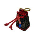 【中古】FENDIFFズッカナノ モントレゾールバッグチャーム 7AR762 ベージュ×レッド【価格見直し】