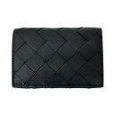 【中古】BOTTEGA VENETA イントレチャート 3つ折り財布 ブラック 【010824】(ボッテガヴェネタ)