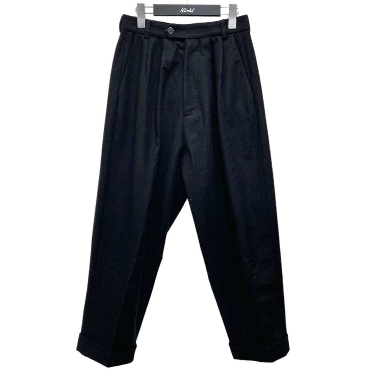 【中古】lownnウールタックパンツ ブラック サイズ：46【価格見直し】