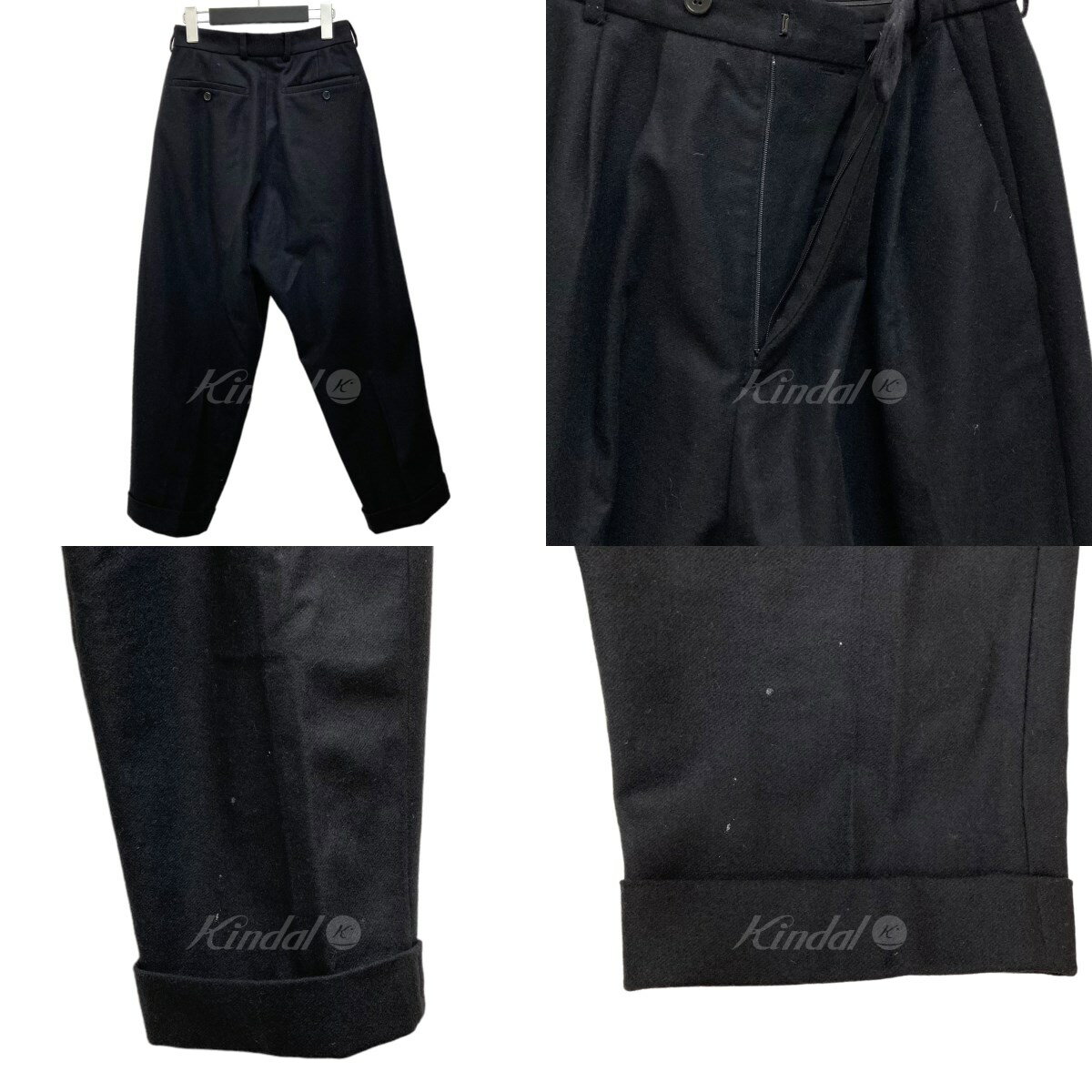 【中古】lownnウールタックパンツ ブラック サイズ：46【価格見直し】