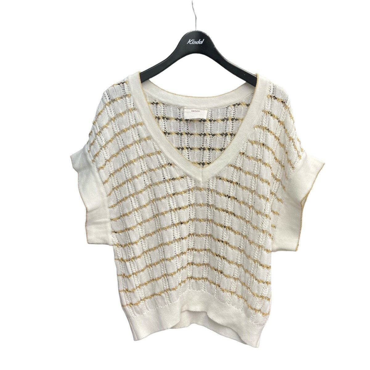 【中古】enricaショートスリーブローゲージニット KNIT 134 アイボリー サイズ：FREE【価格見直し】